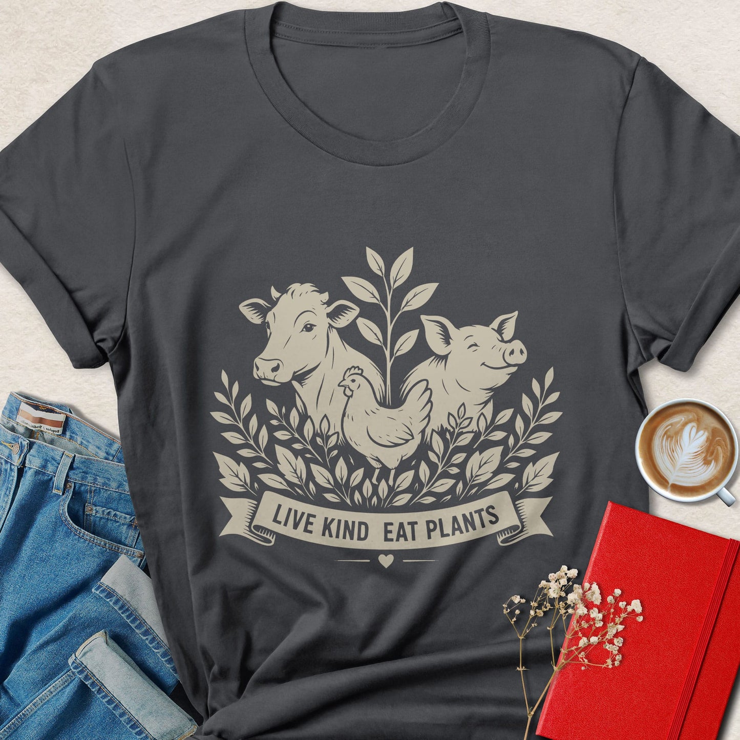 Live Kind Eat Plants T-shirt | Compassionate Vegan Tee