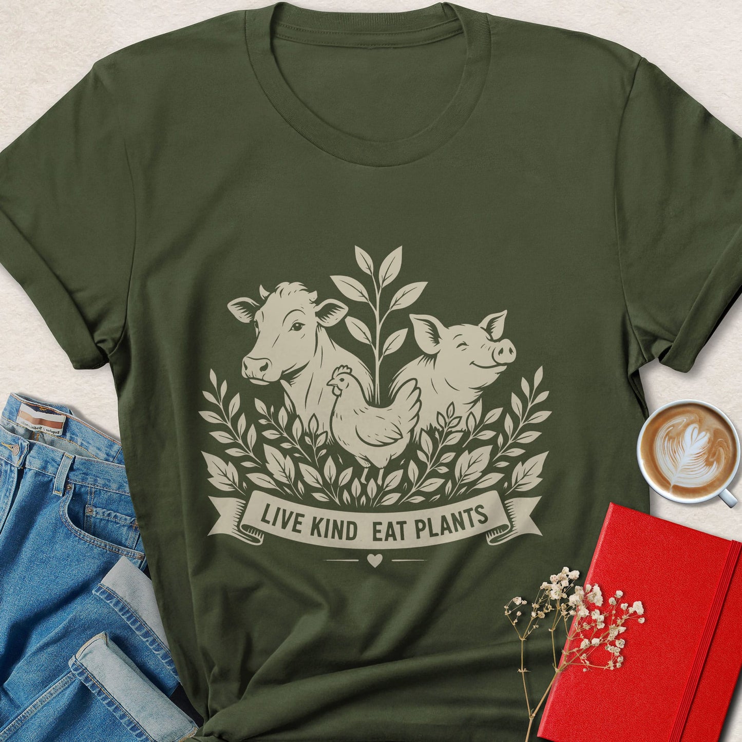 Live Kind Eat Plants T-shirt | Compassionate Vegan Tee