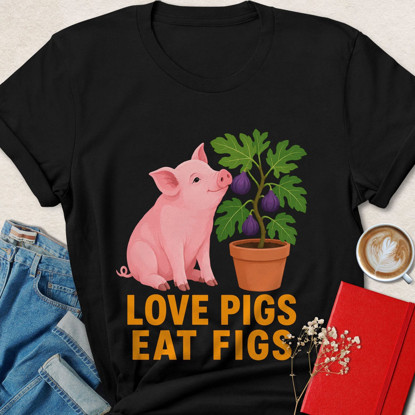 Love Pigs Eat Figs Vegan Animal Rights T-Shirt