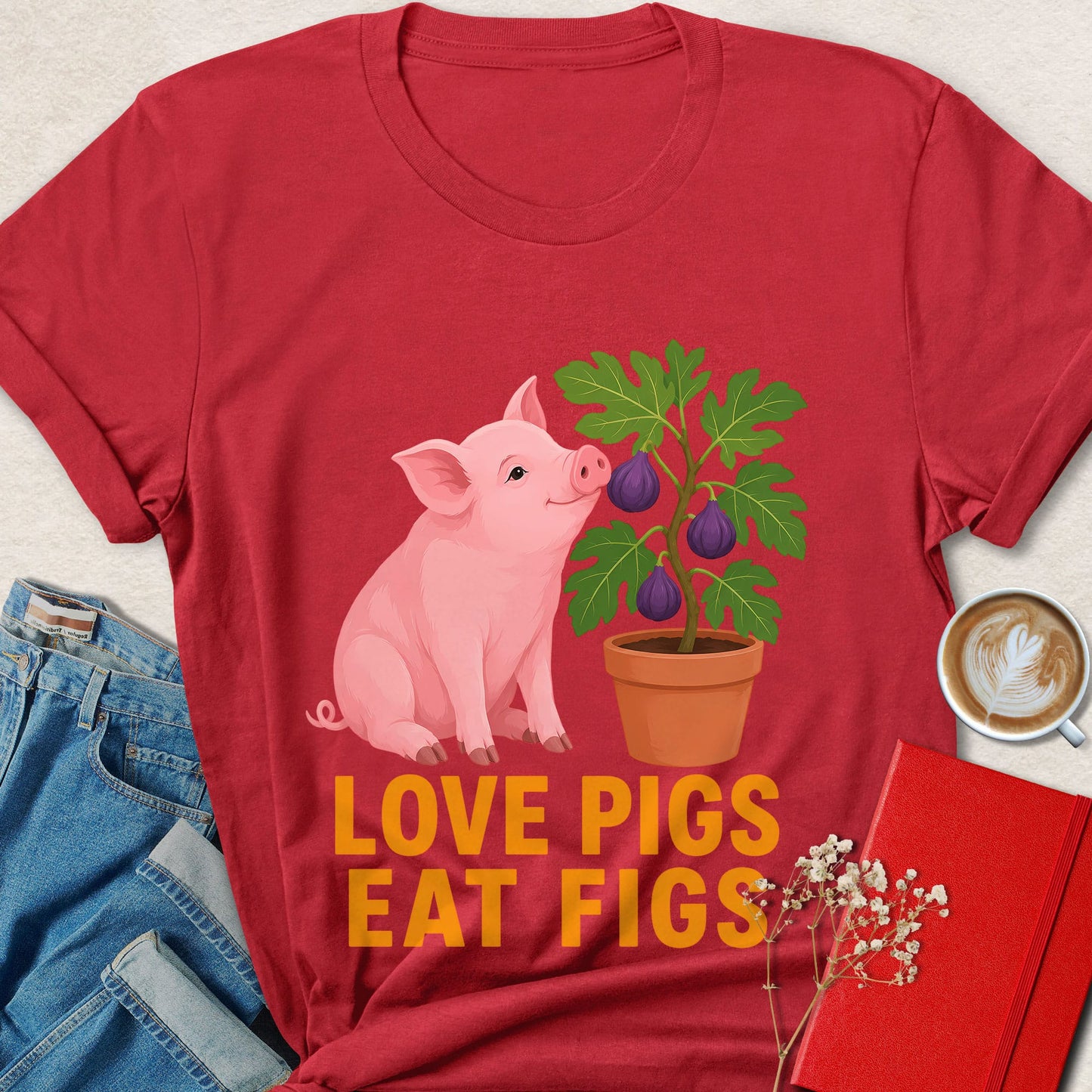 Love Pigs Eat Figs Vegan Animal Rights T-Shirt