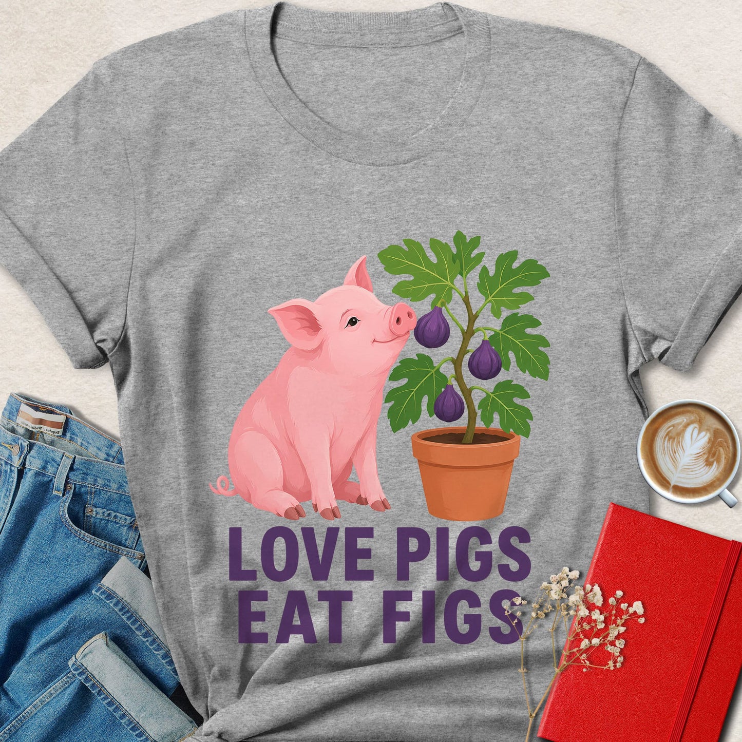 Love Pigs Eat Figs Vegan Animal Rights T-Shirt