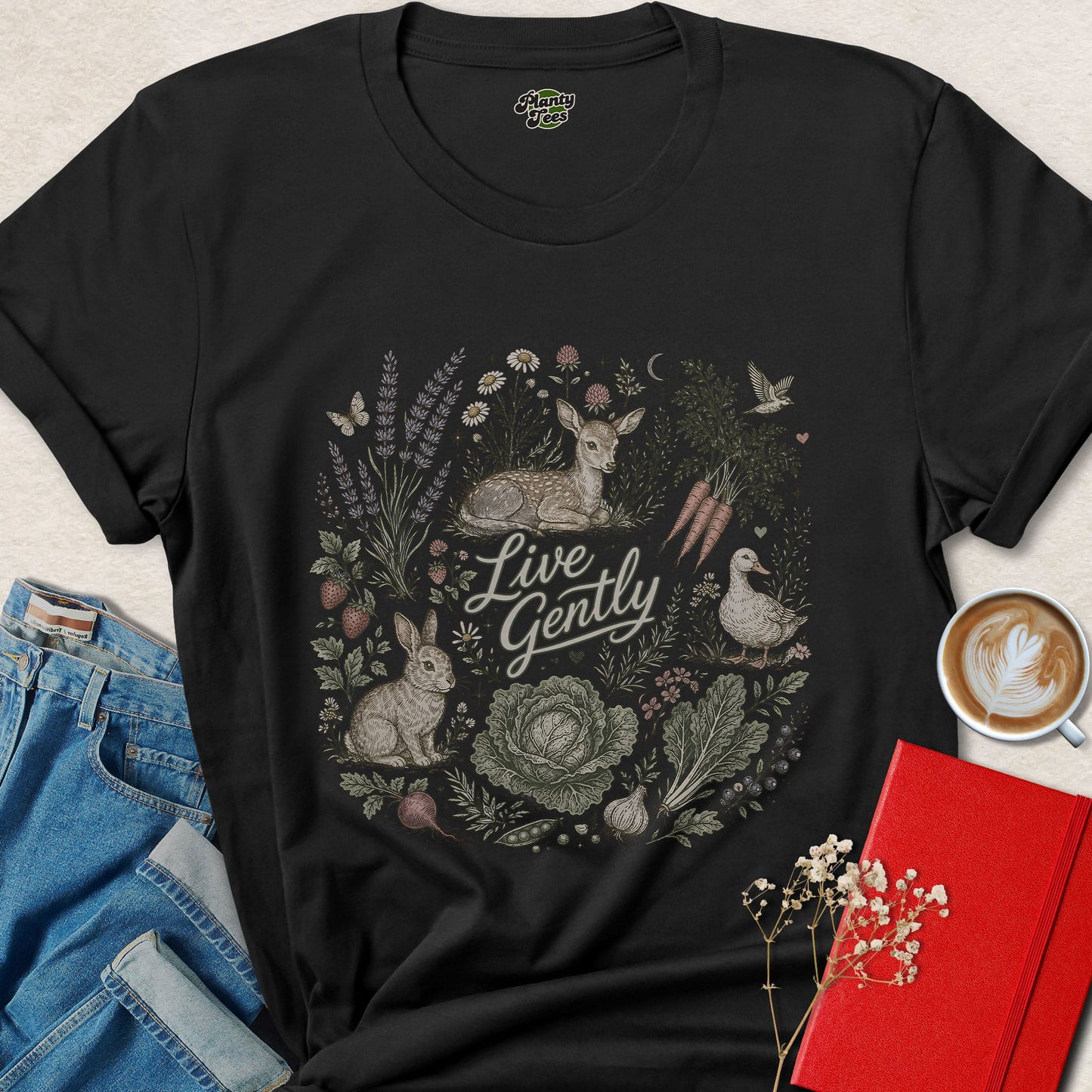 Live Gently Vegan Animal Rights Eco Friendly Shirt