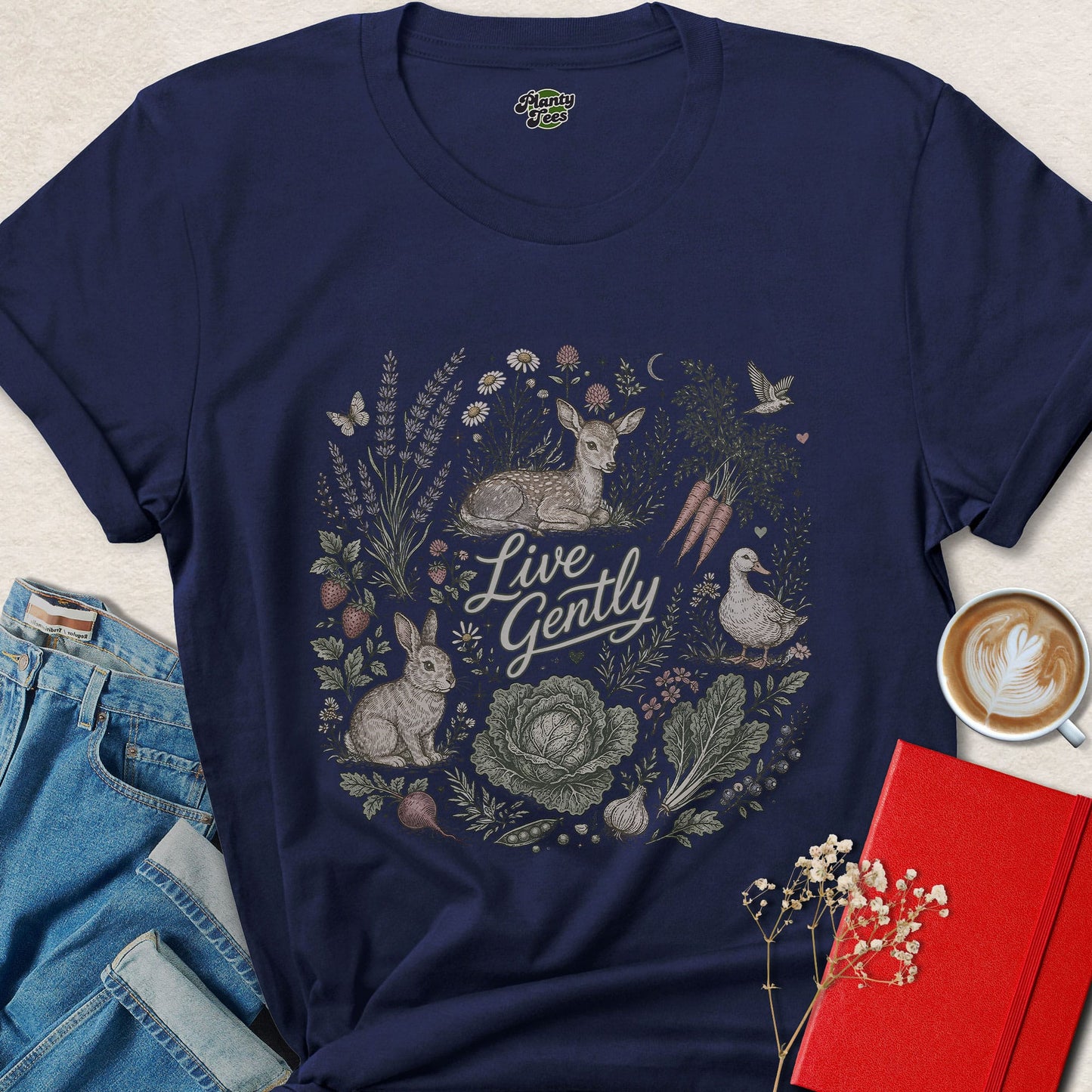 Live Gently Vegan Animal Rights Eco Friendly Shirt