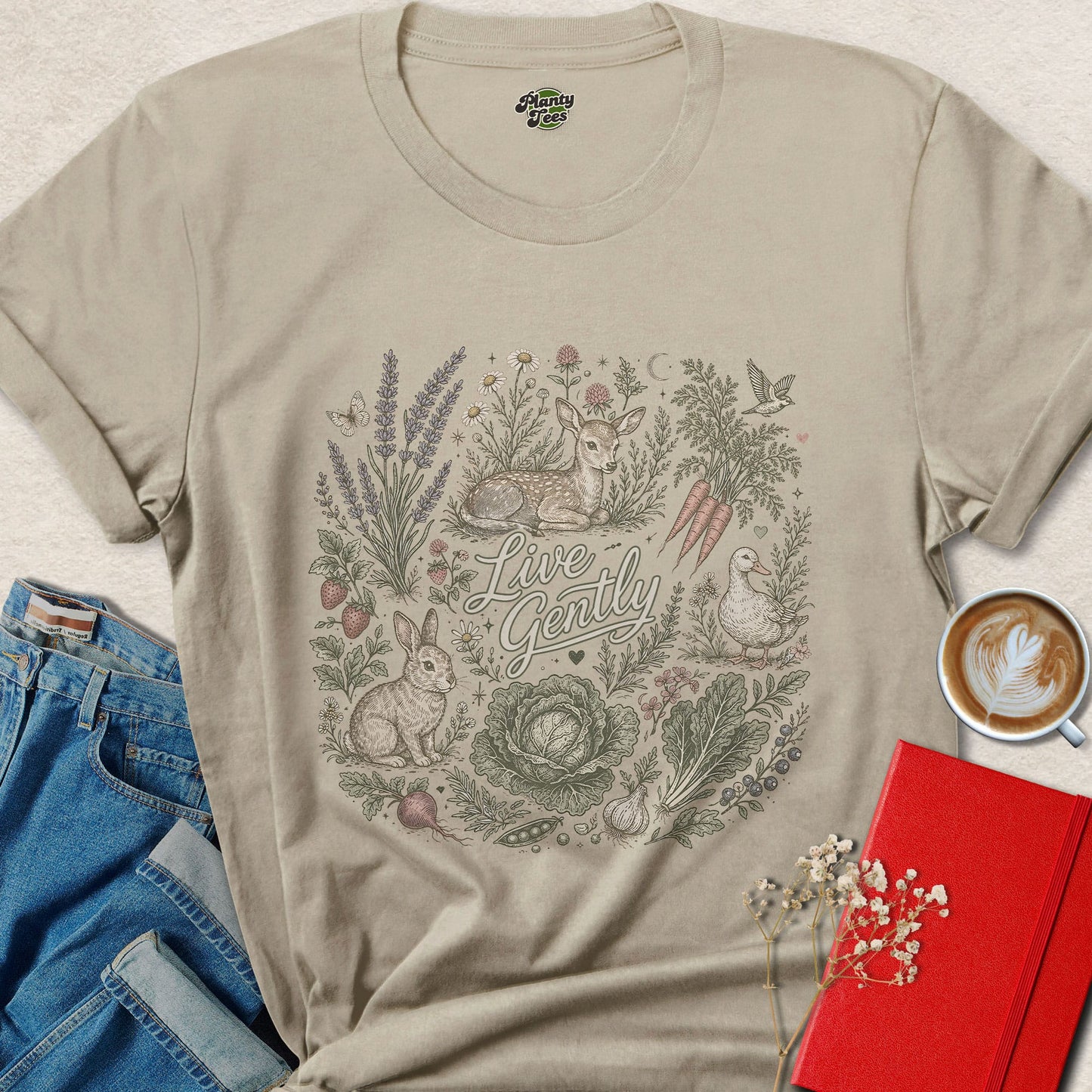 Live Gently Vegan Animal Rights Eco Friendly Shirt