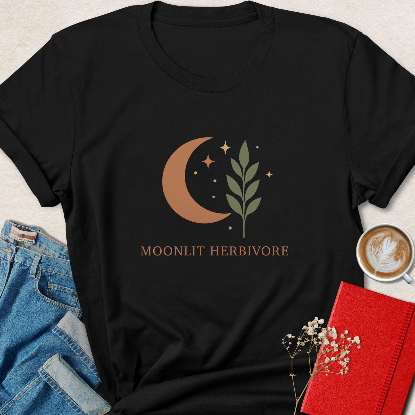 Moonlit Herbivore Vegan Shirt | Boho Plant Based Tee
