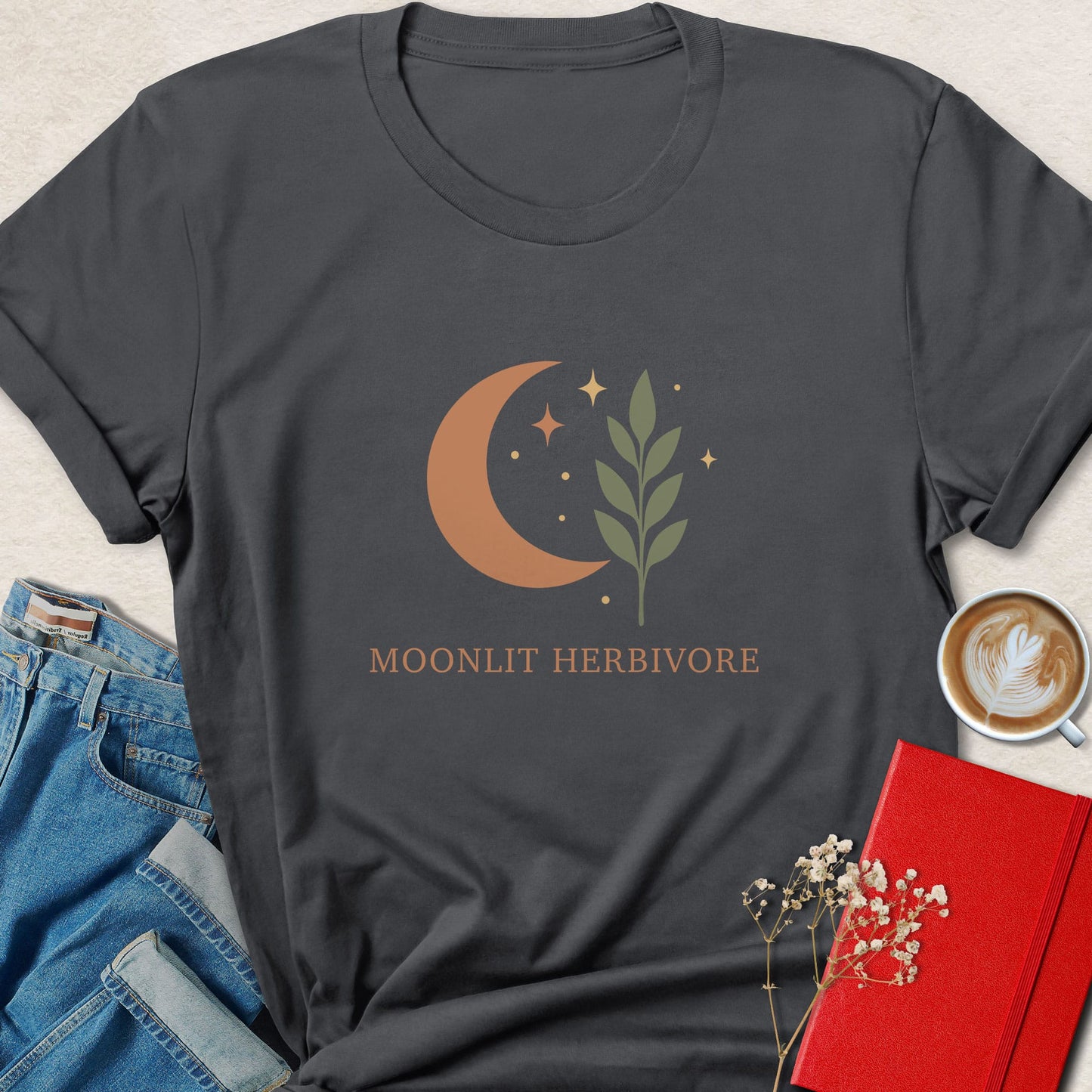 Moonlit Herbivore Vegan Shirt | Boho Plant Based Tee