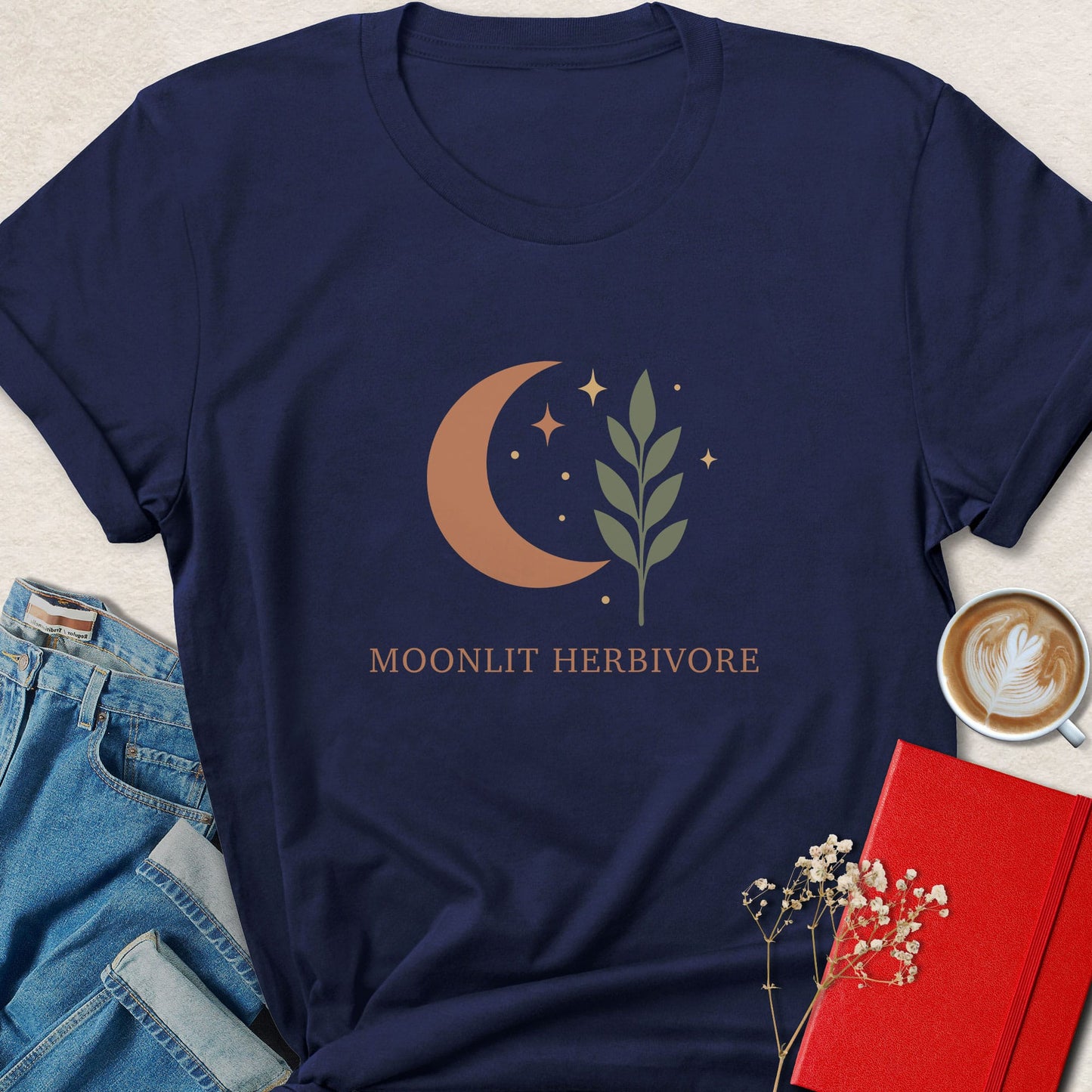 Moonlit Herbivore Vegan Shirt | Boho Plant Based Tee