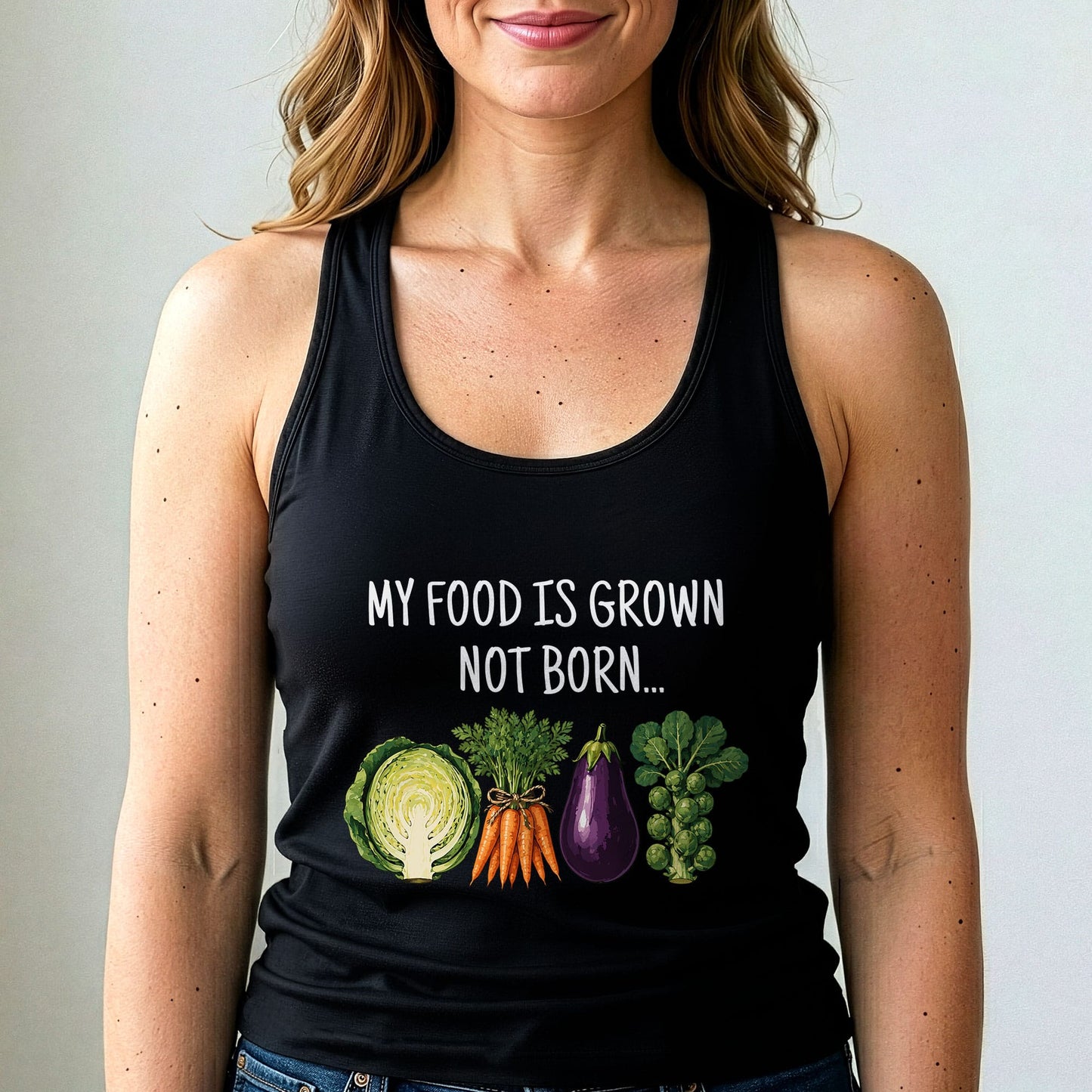 My Food Is Grown Not Born Vegan Tank Top