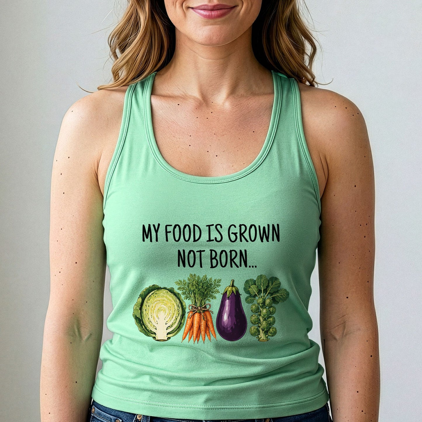My Food Is Grown Not Born Vegan Tank Top
