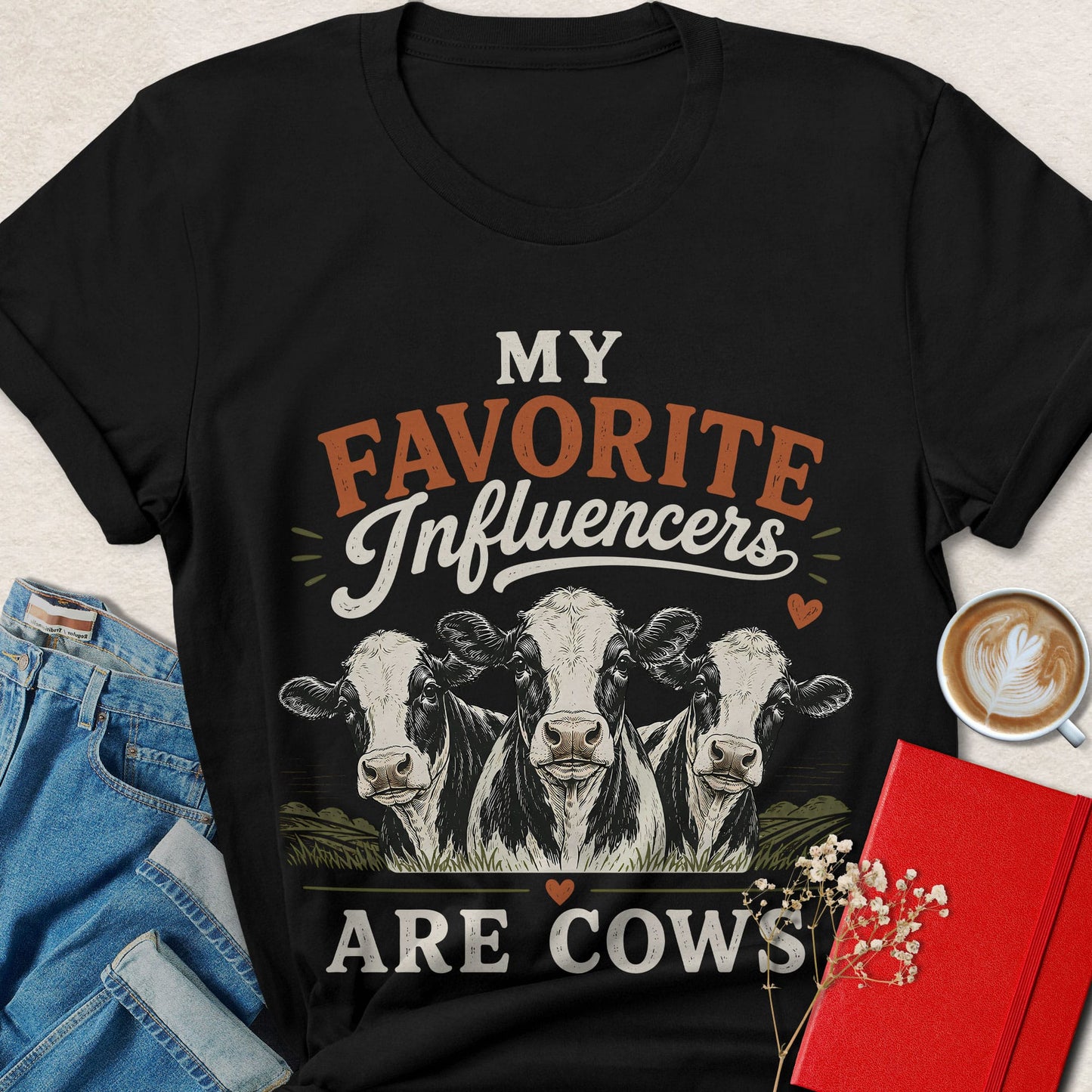 My Favorite Influencers Are Cows Funny Vegan T-shirt