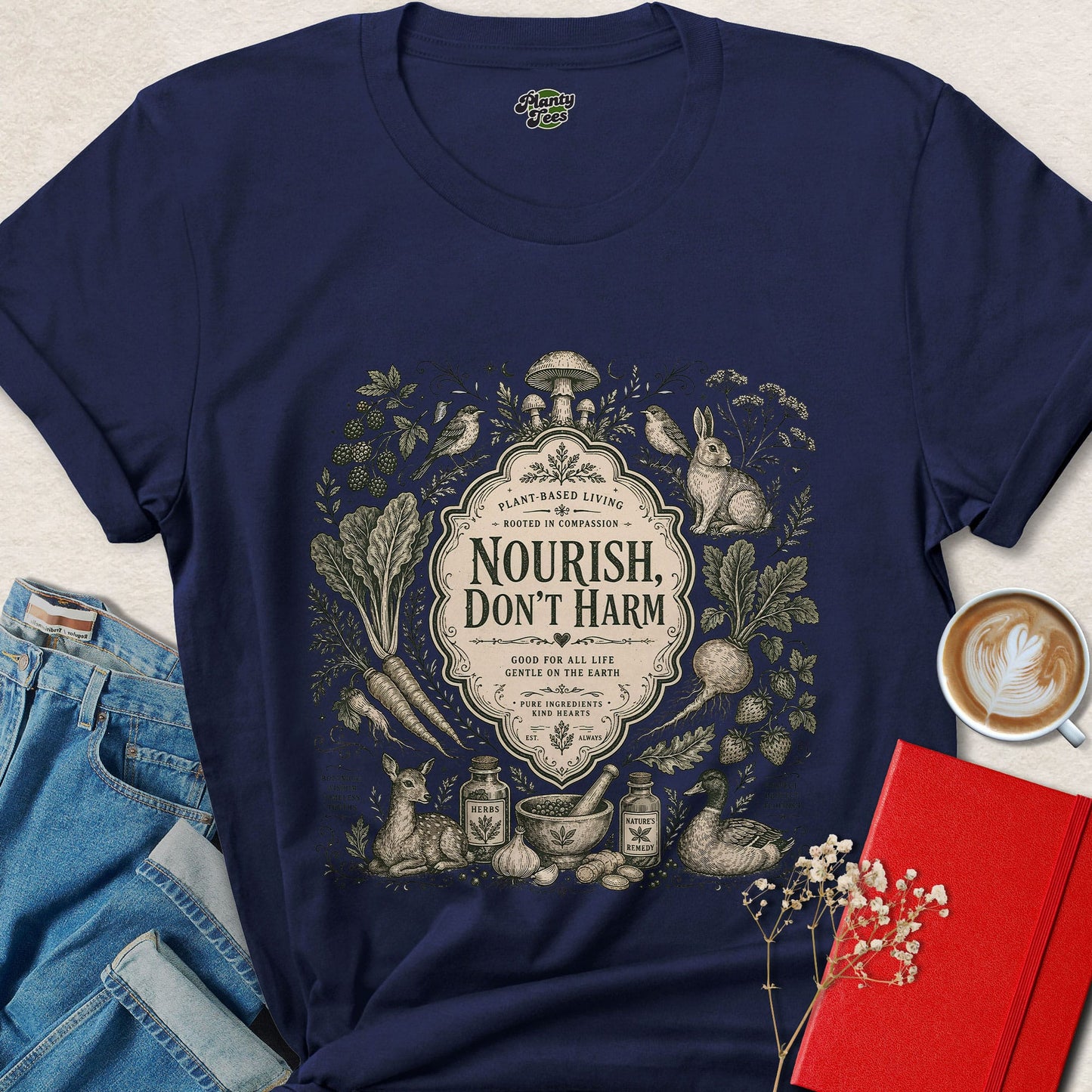 Nourish Don’t Harm Vegan Plant Based Lifestyle Shirt
