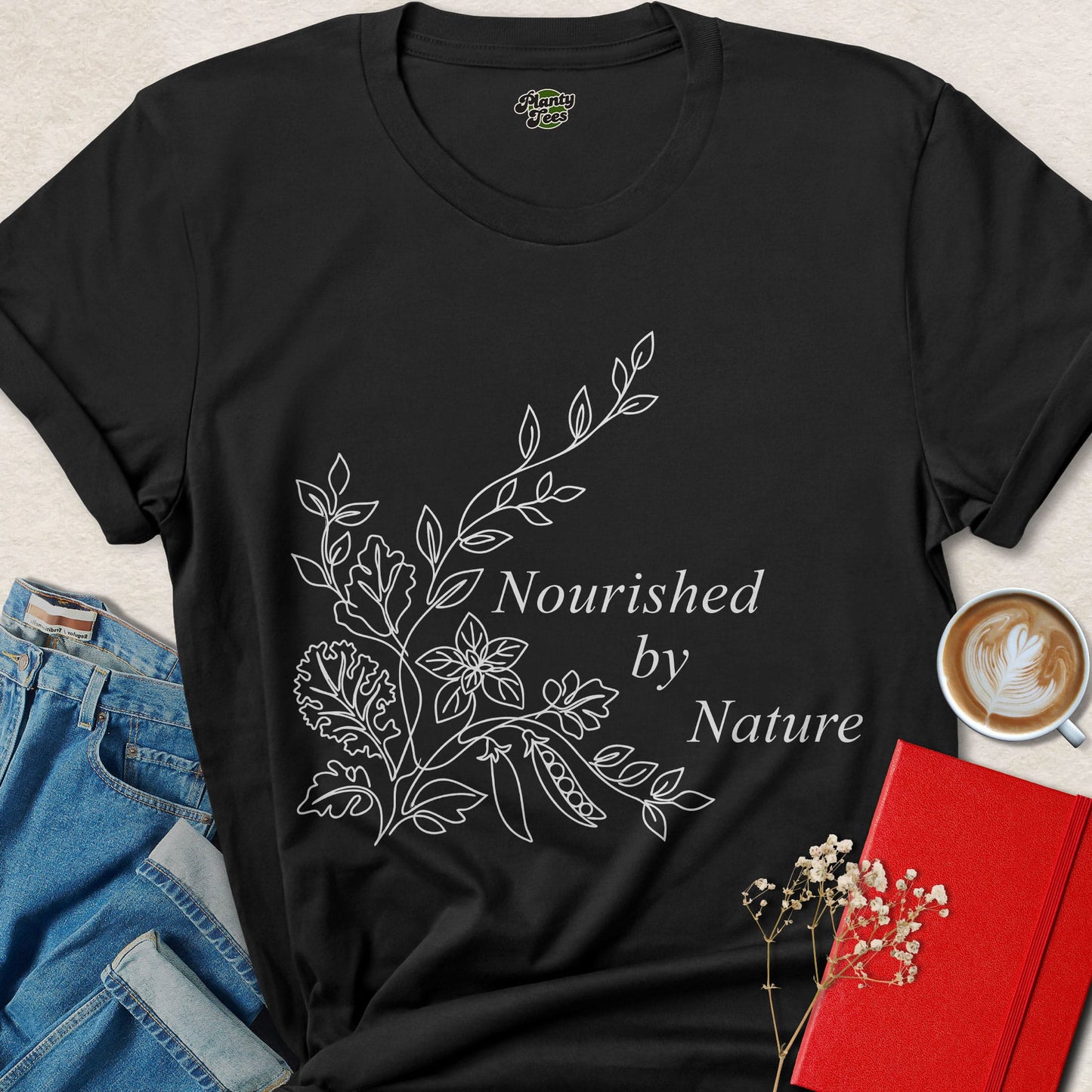 Nourished By Nature Vegan Shirt Plant Based Botanical Tee