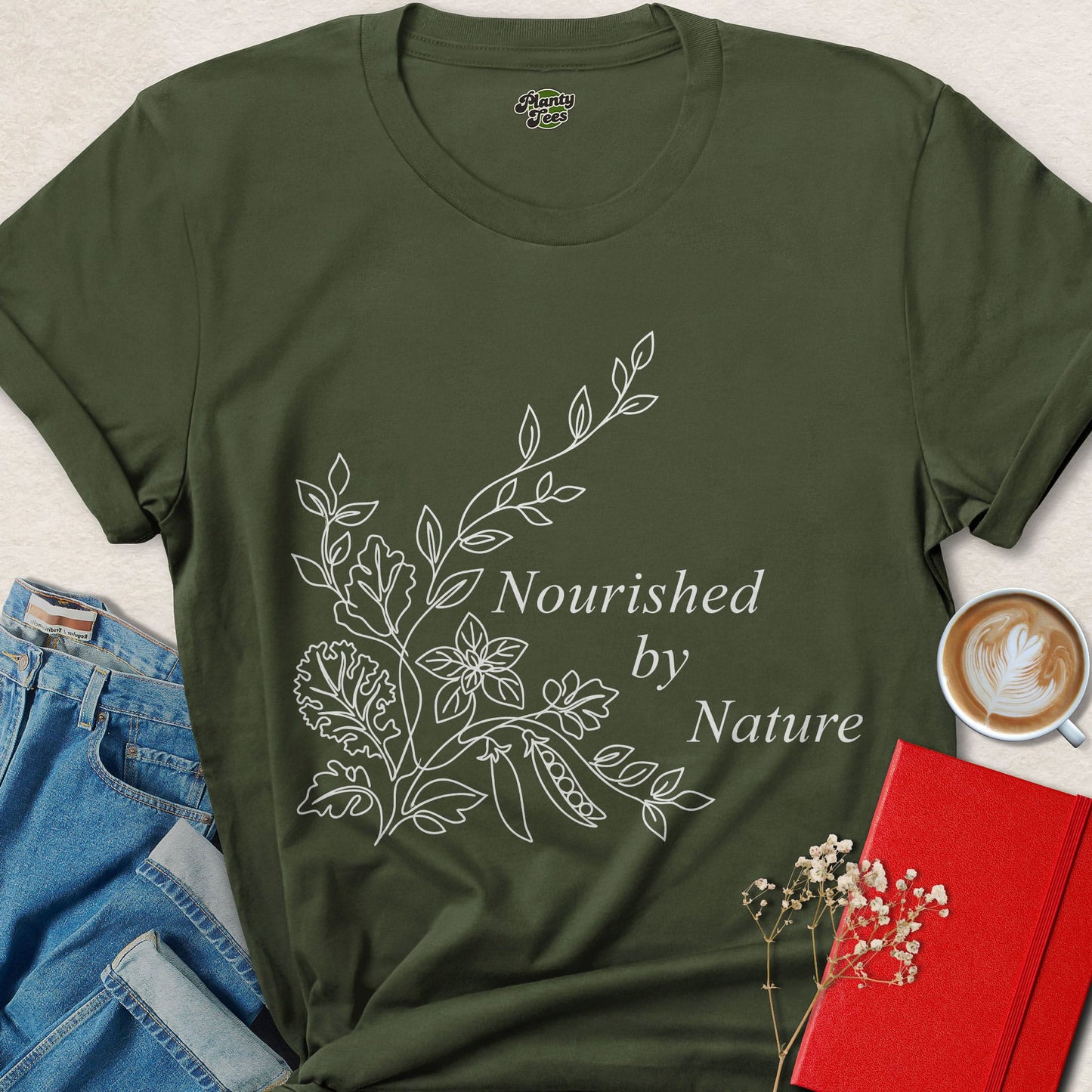 Nourished By Nature Vegan Shirt Plant Based Botanical Tee