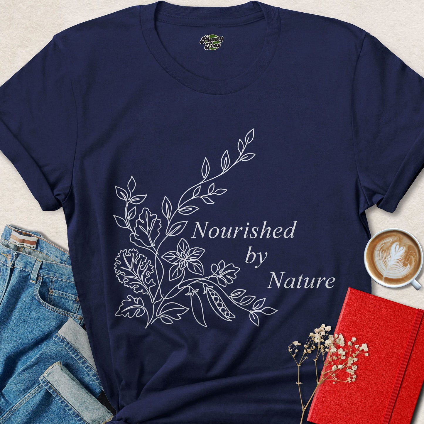 Nourished By Nature Vegan Shirt Plant Based Botanical Tee