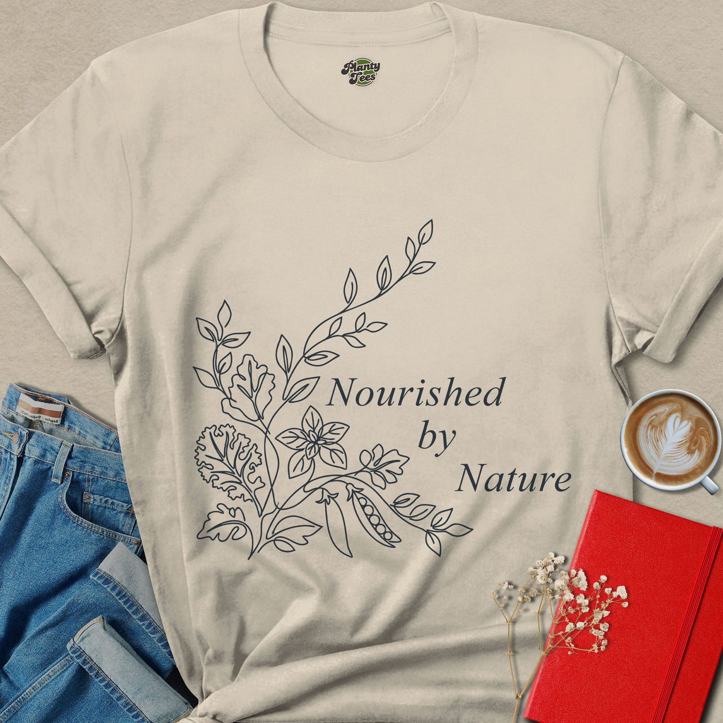 Nourished By Nature Vegan Shirt Plant Based Botanical Tee
