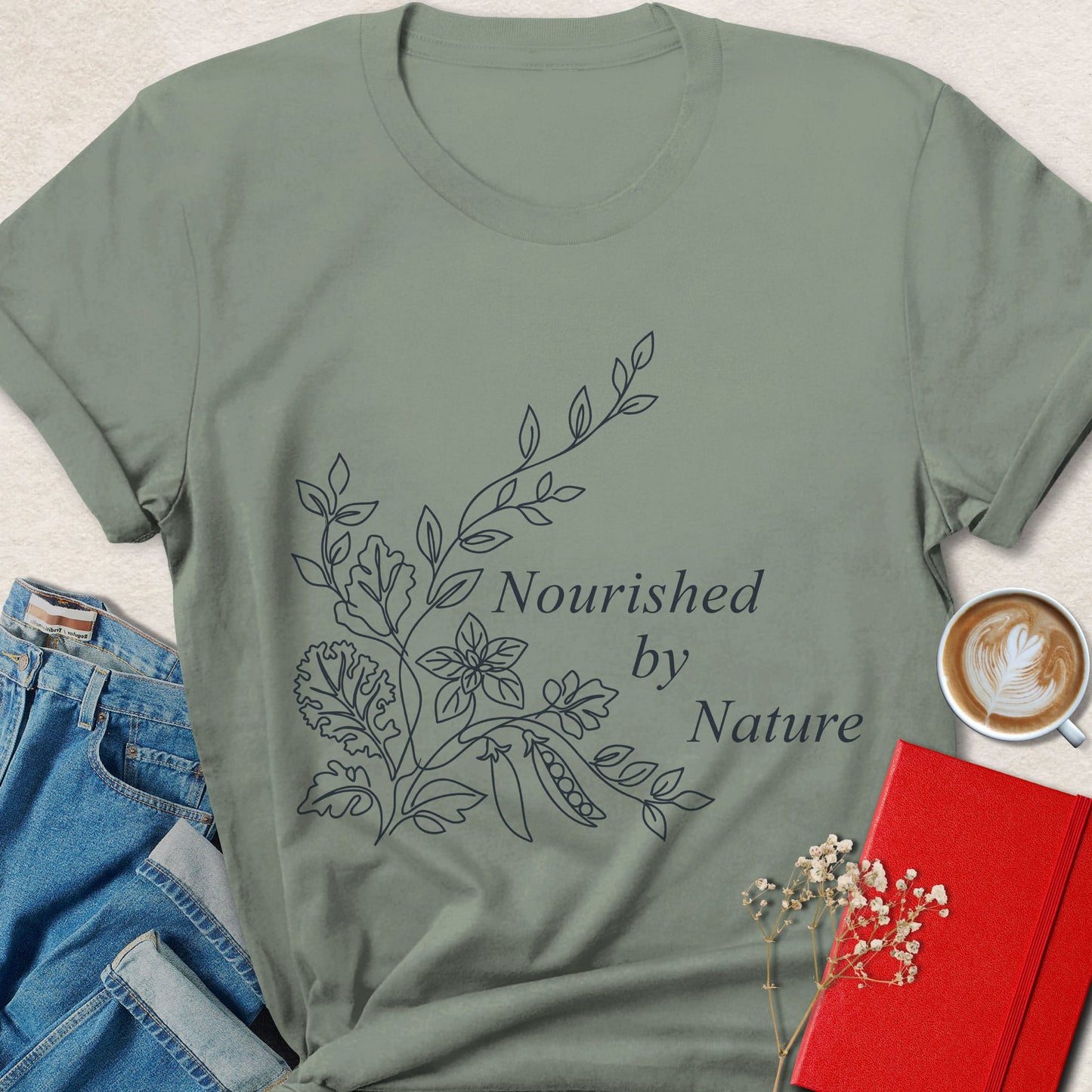 Nourished By Nature Vegan Shirt Plant Based Botanical Tee
