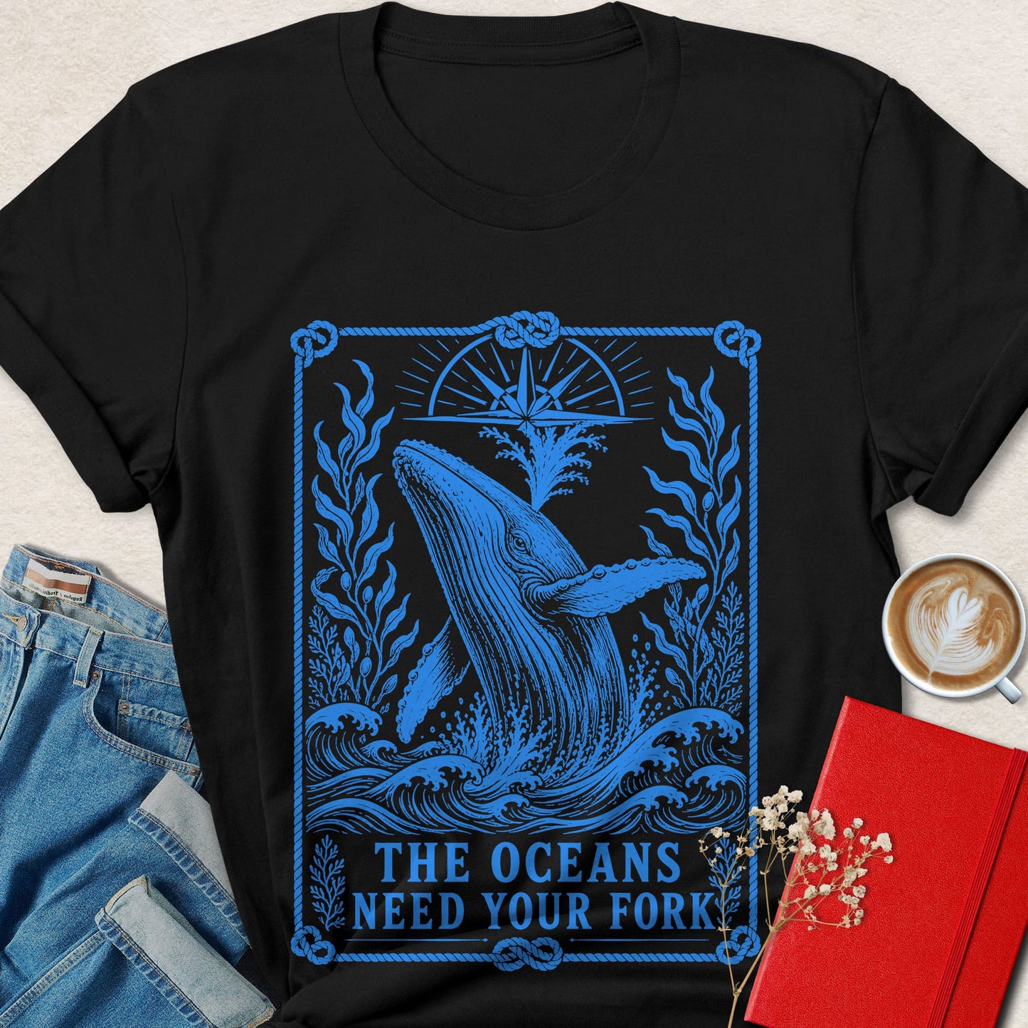 The Oceans Need Your Fork Shirt | Vegan Whale Graphic Tee