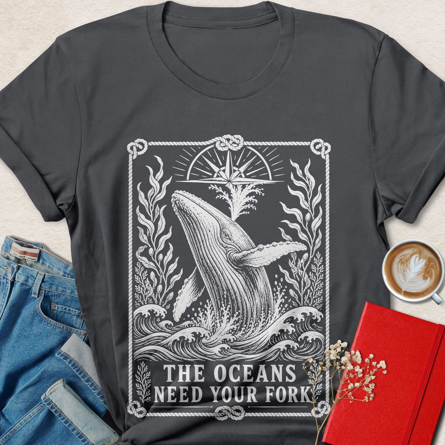 The Oceans Need Your Fork Shirt | Vegan Whale Graphic Tee