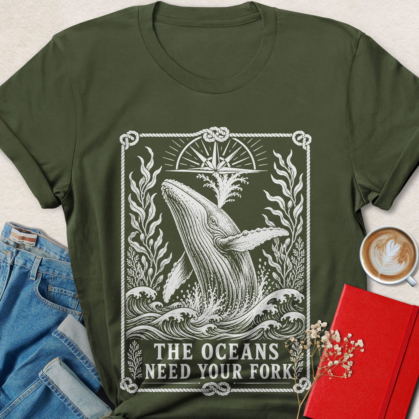 The Oceans Need Your Fork Shirt | Vegan Whale Graphic Tee