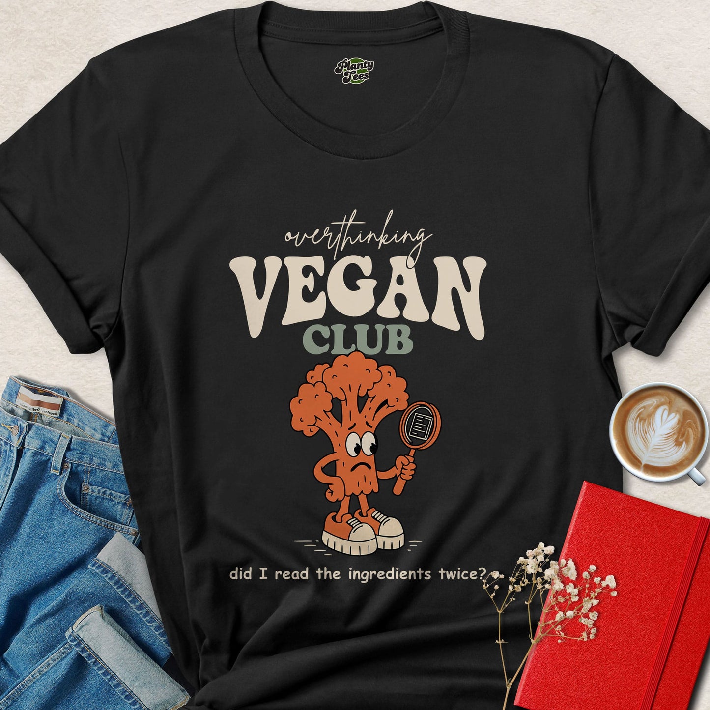 Overthinking Vegan Club Shirt Funny Plant Based Graphic Tee