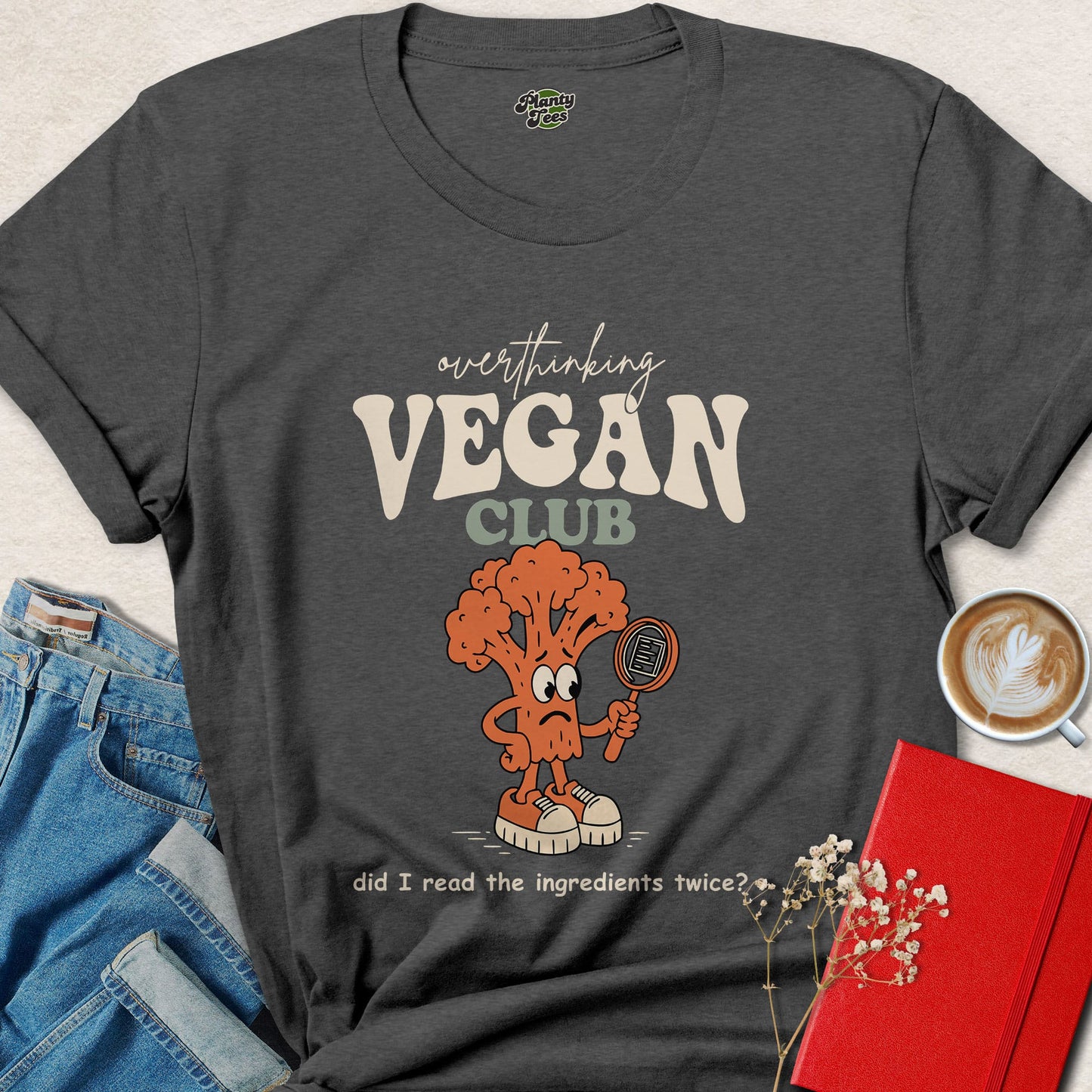 Overthinking Vegan Club Shirt Funny Plant Based Graphic Tee