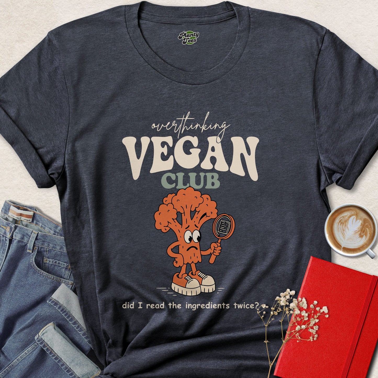 Overthinking Vegan Club Shirt Funny Plant Based Graphic Tee