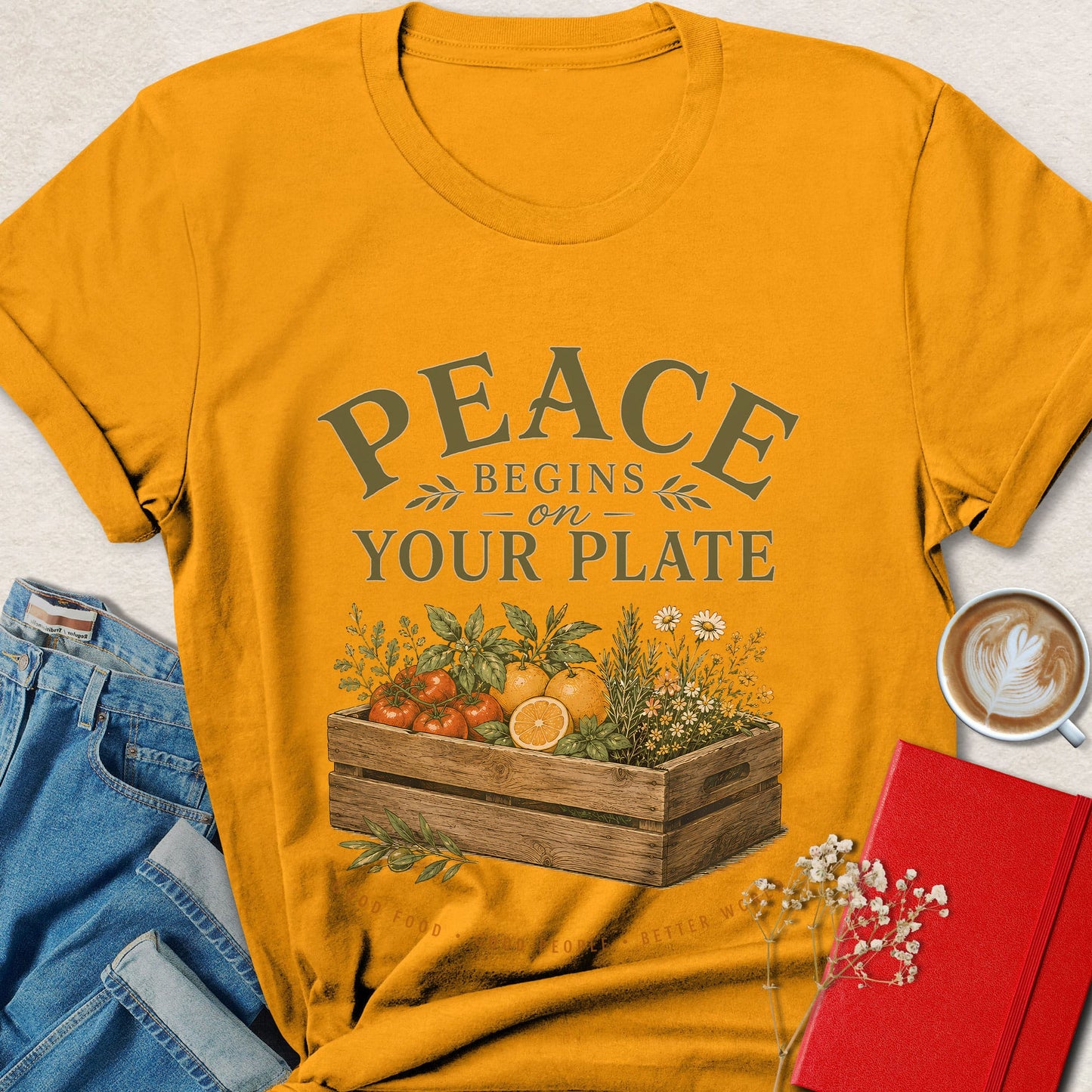Peace Begins On Your Plate Vegan Farm Fresh Graphic Tee