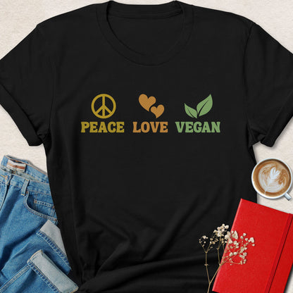 Peace Love Vegan Retro Plant Based Activist Shirt