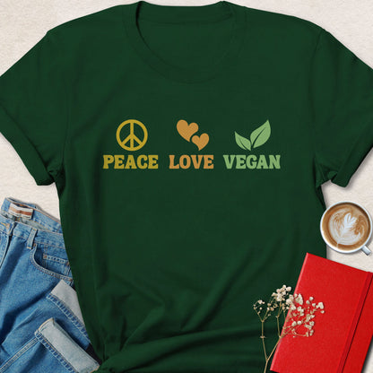Peace Love Vegan Retro Plant Based Activist Shirt