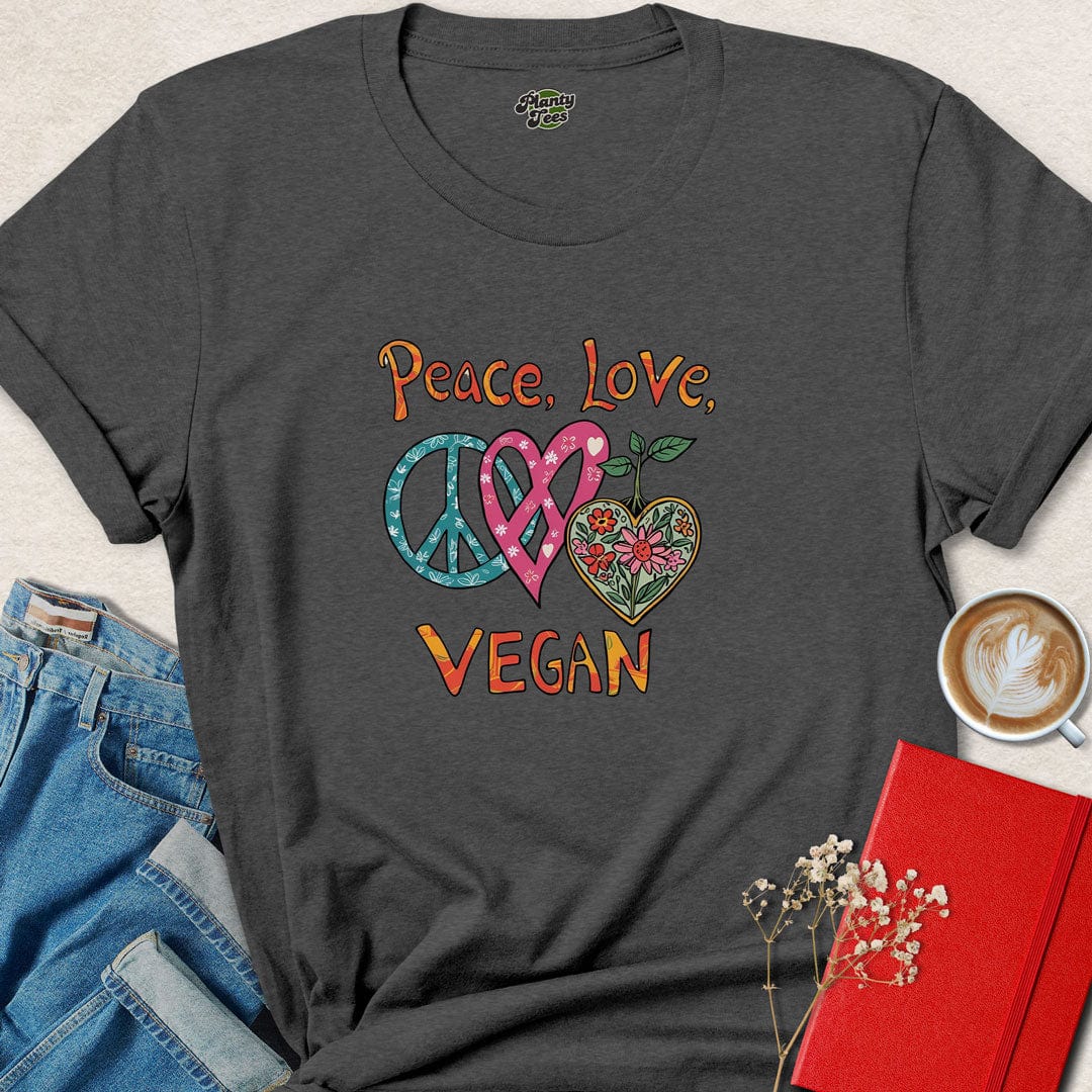 Peace, Love, Vegan T-Shirt