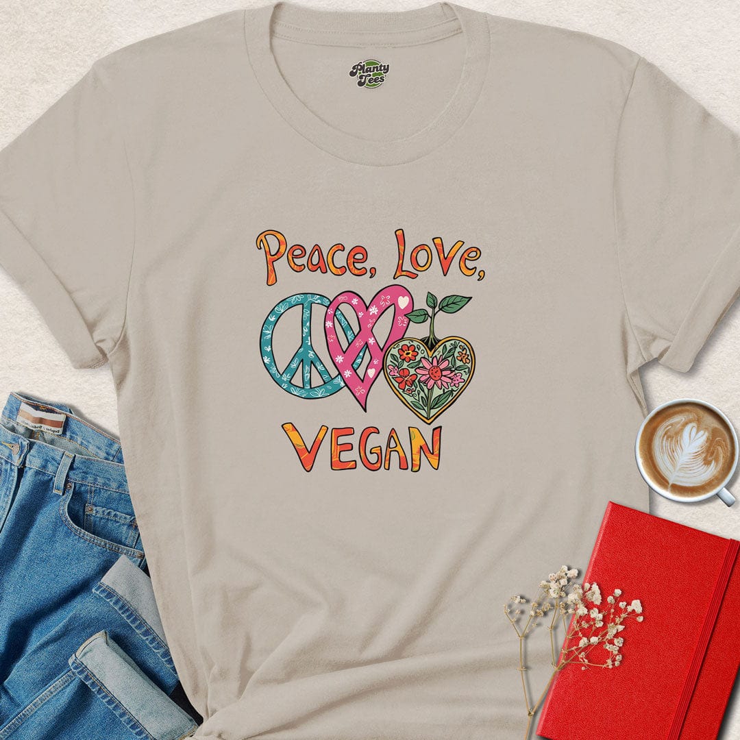 Peace, Love, Vegan T-Shirt