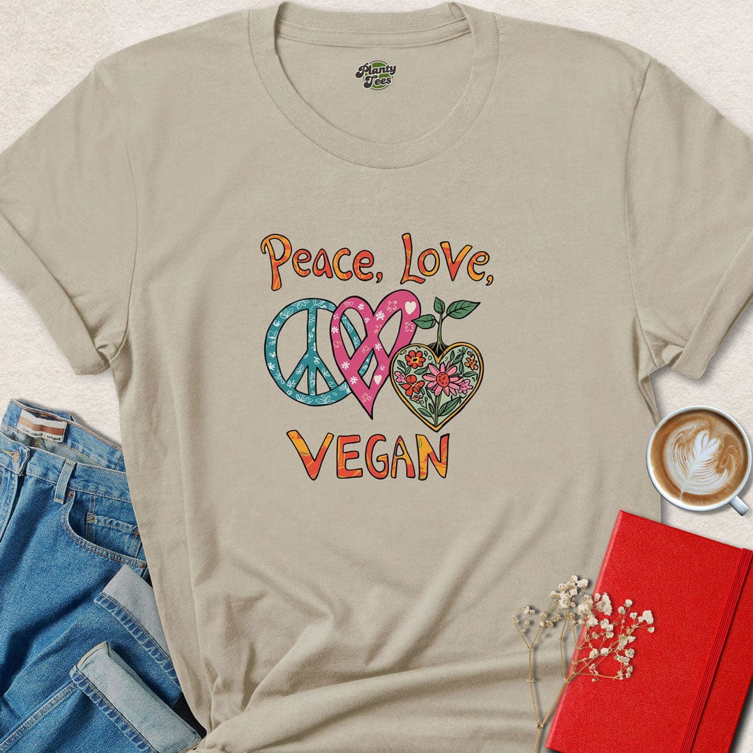 Peace, Love, Vegan T-Shirt