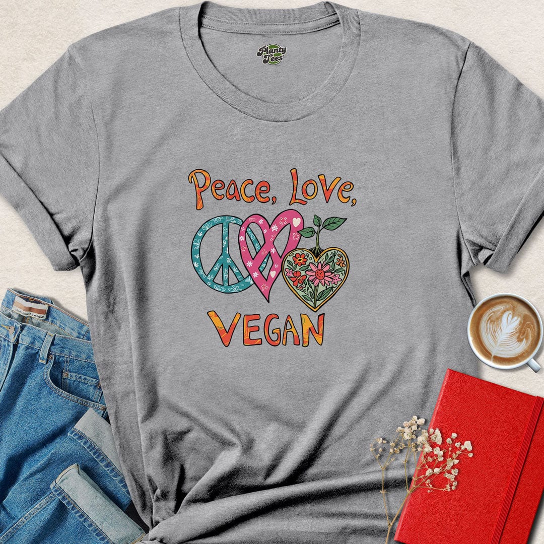 Peace, Love, Vegan T-Shirt