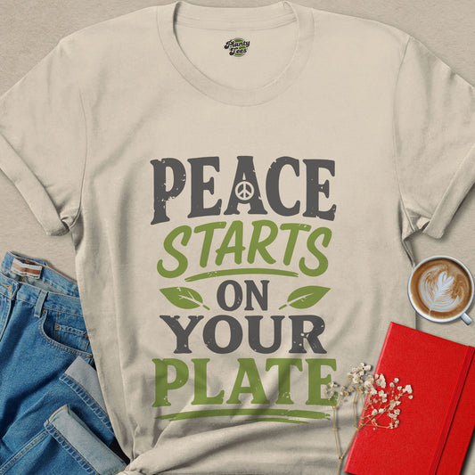 Peace Starts On Your Plate Vegan Animal Rights Shirt