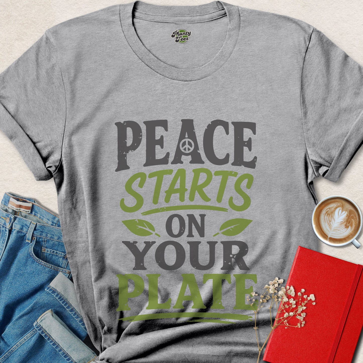 Peace Starts On Your Plate Vegan Animal Rights Shirt