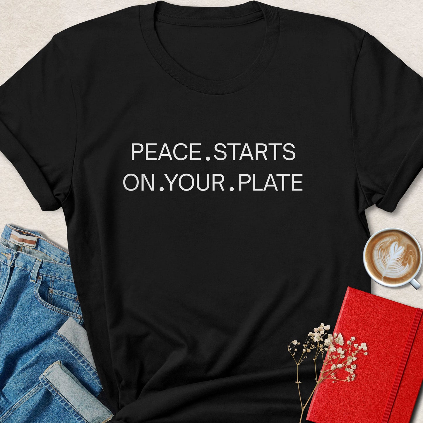 Minimalist Peace Starts On Your Plate Vegan T-Shirt