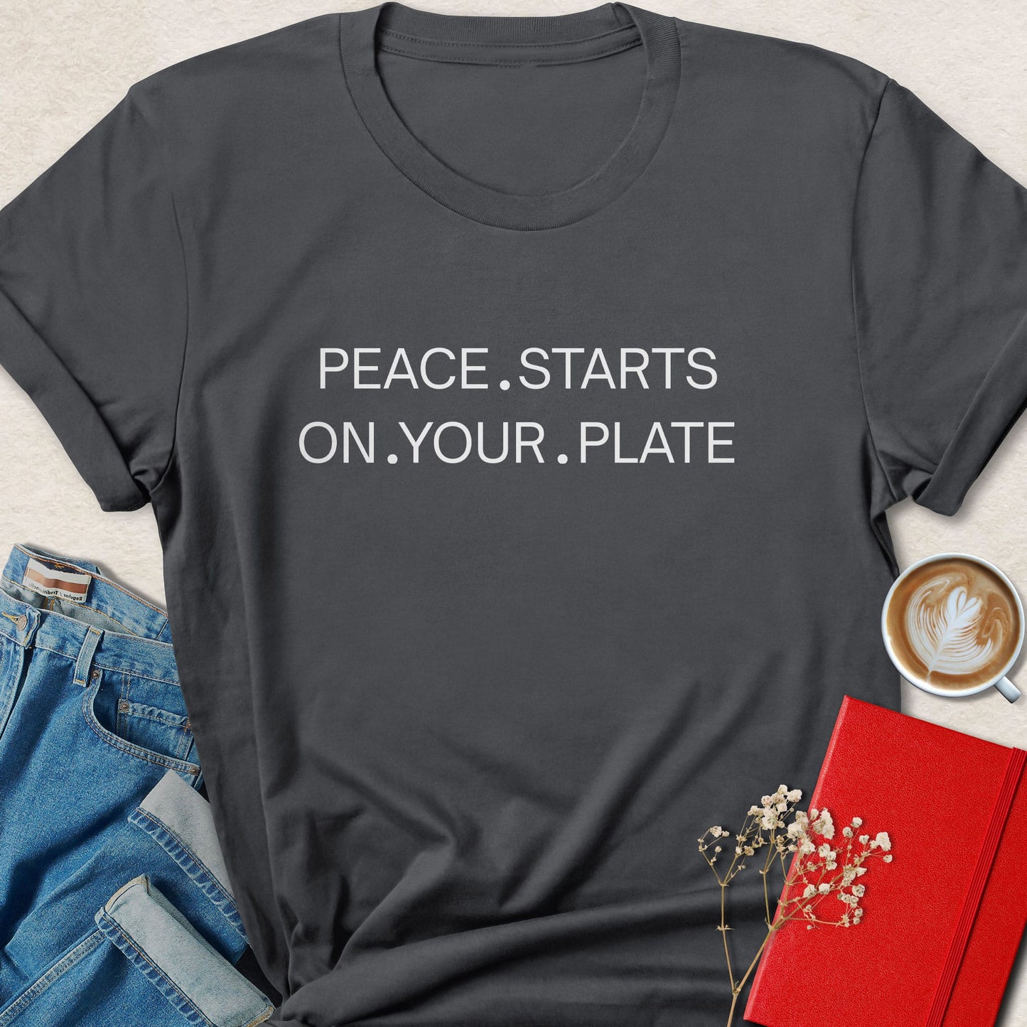 Minimalist Peace Starts On Your Plate Vegan T-Shirt