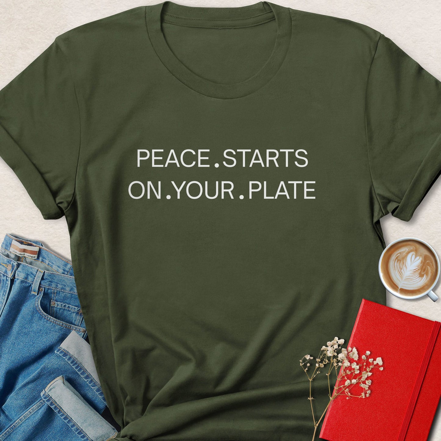 Minimalist Peace Starts On Your Plate Vegan T-Shirt