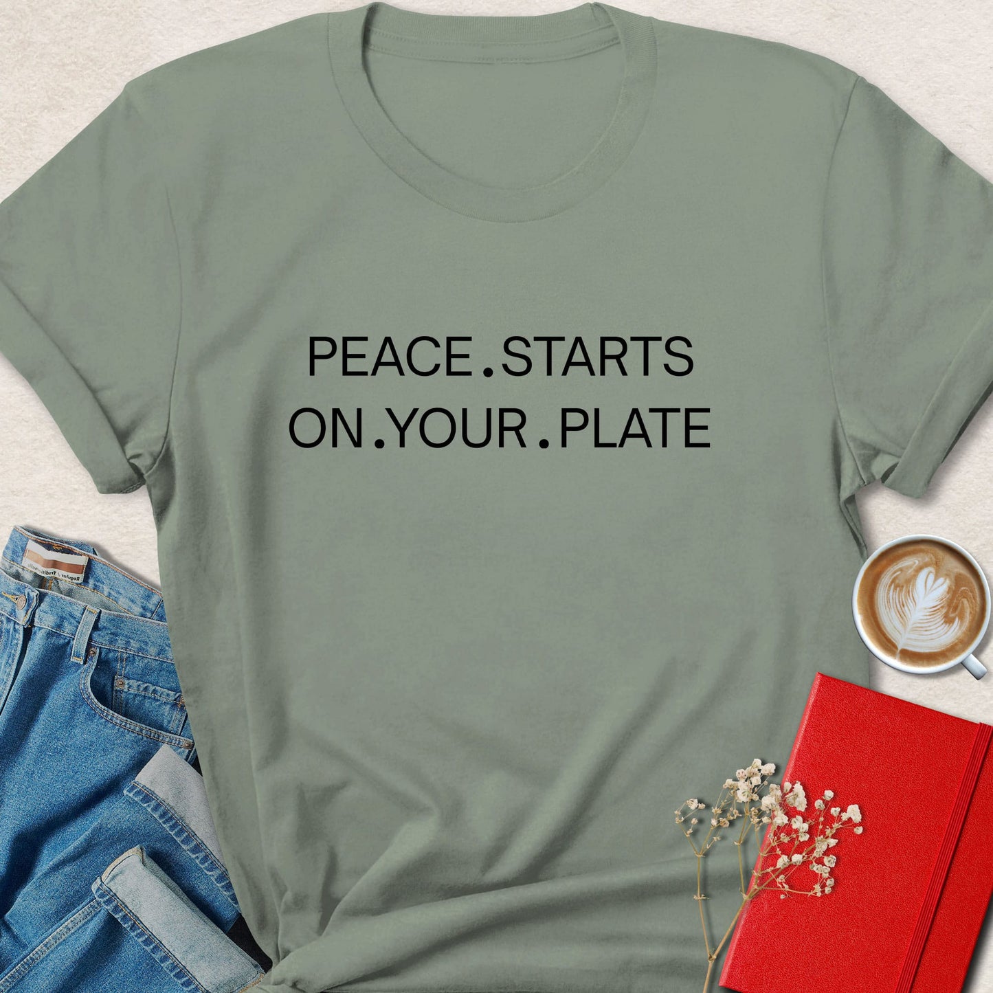 Minimalist Peace Starts On Your Plate Vegan T-Shirt