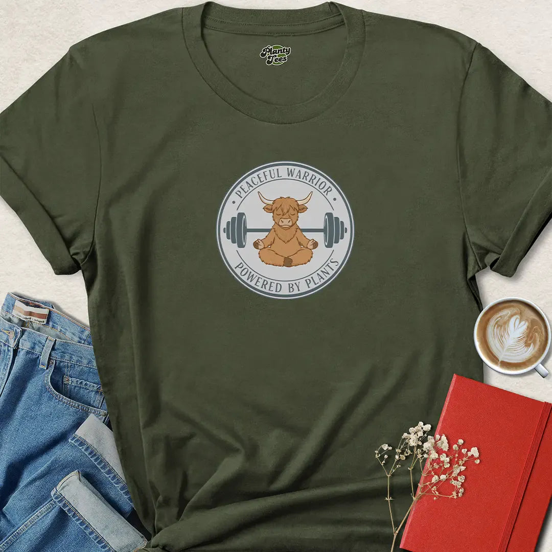 Peaceful Warrior Vegan Shirt – Plant Powered Strength with Mindful Vibes