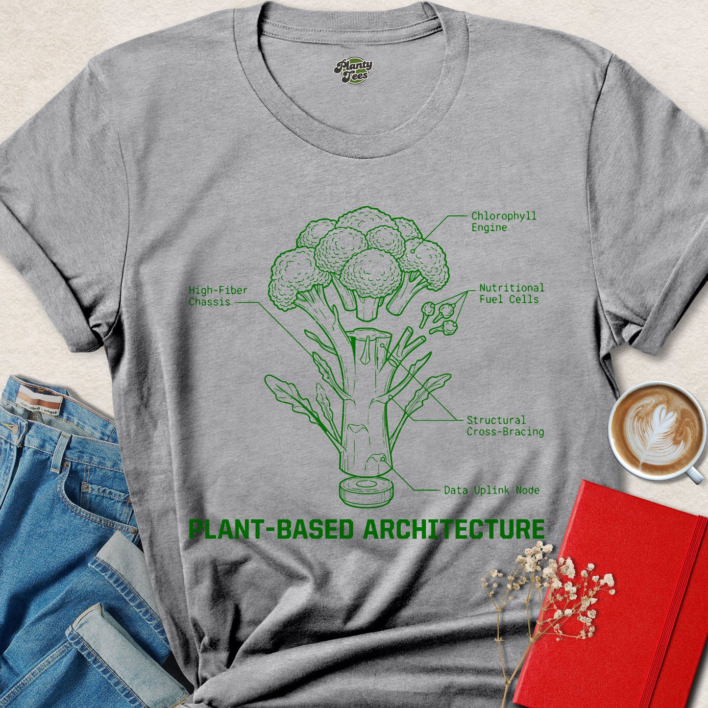 Plant Based Architecture Vegan Shirt Funny Broccoli Tee