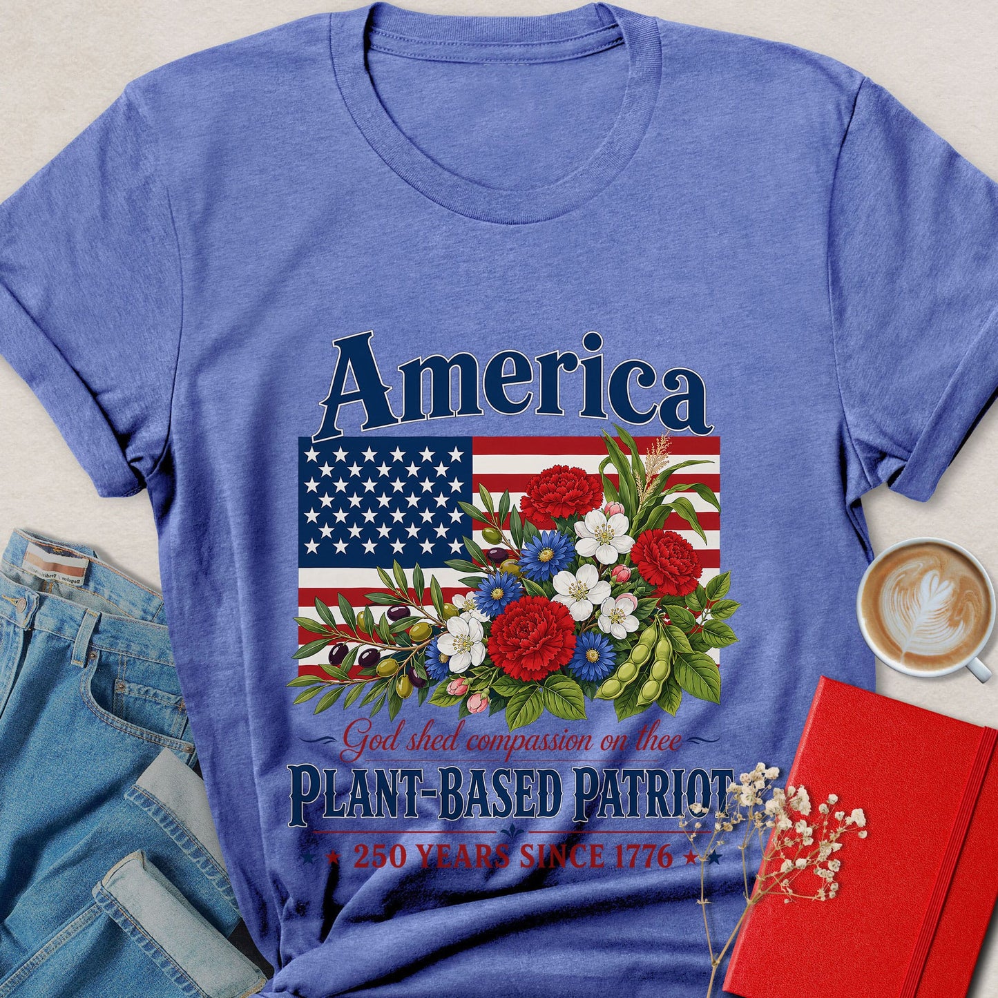 Plant-Based Patriot Floral Vegan T-Shirt