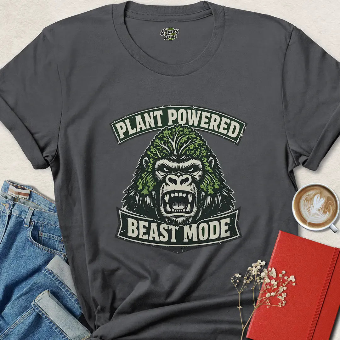 Plant Powered Beast Mode Shirt – Fierce Vegan Gym Tee for Strength & Style