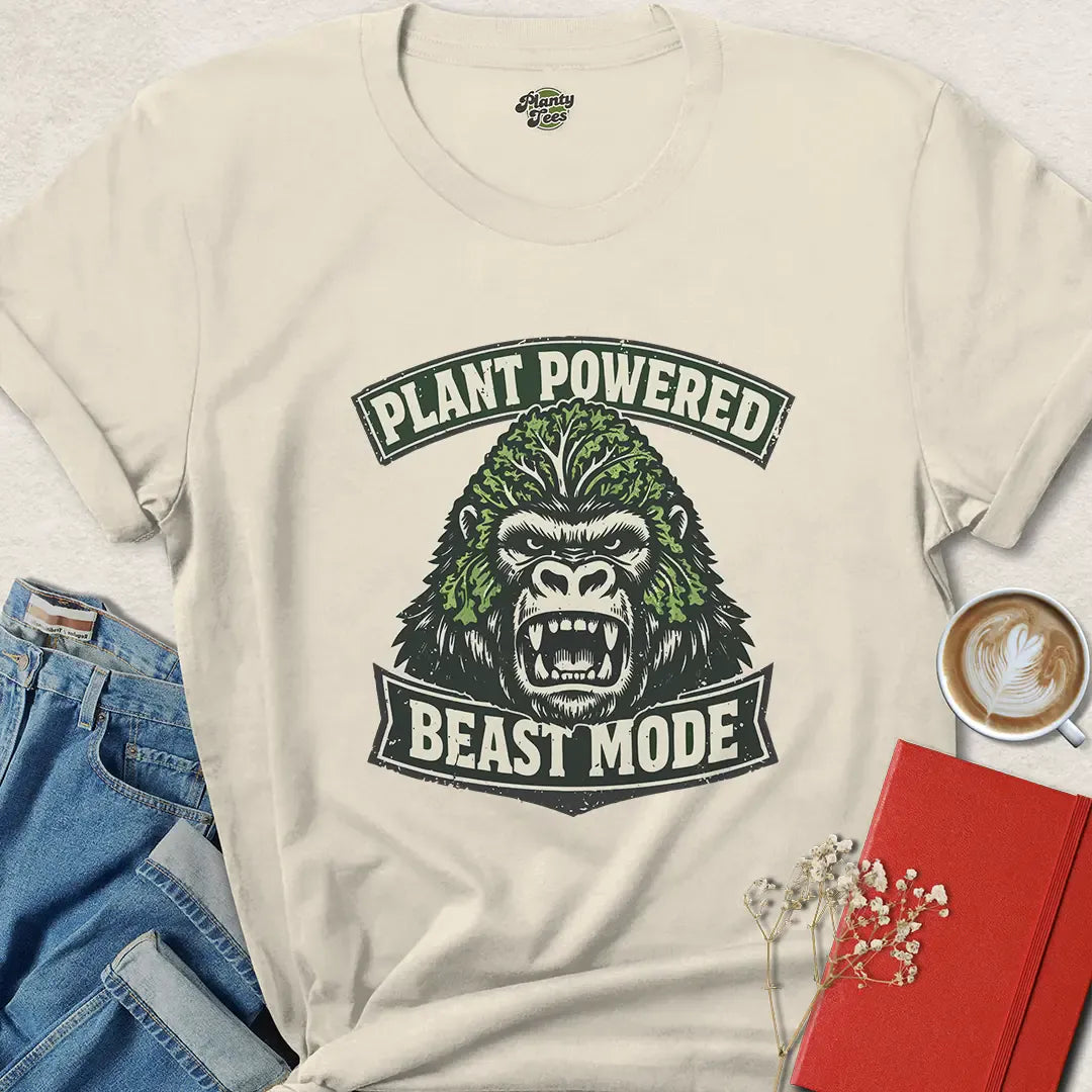 Plant Powered Beast Mode Shirt – Fierce Vegan Gym Tee for Strength & Style