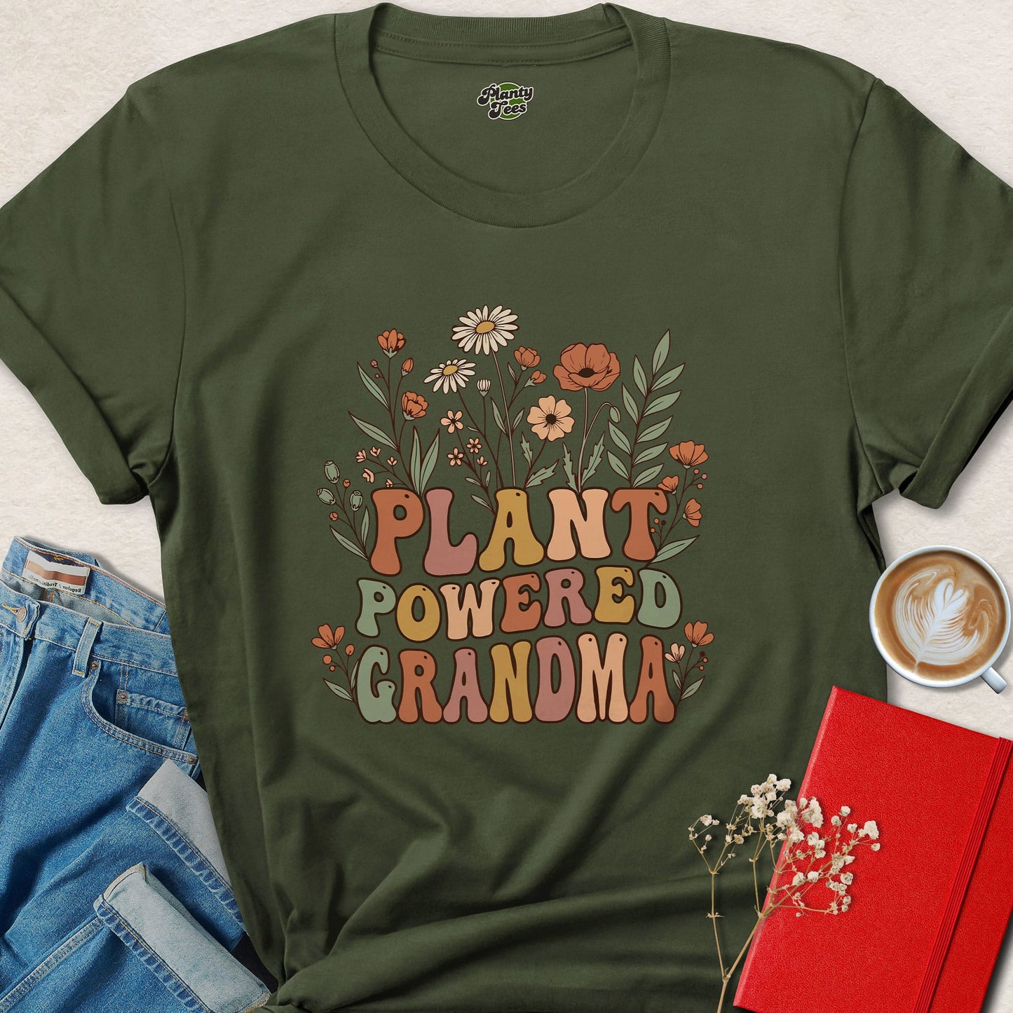 Plant Powered Grandma Vegan Plant Based Lifestyle Shirt