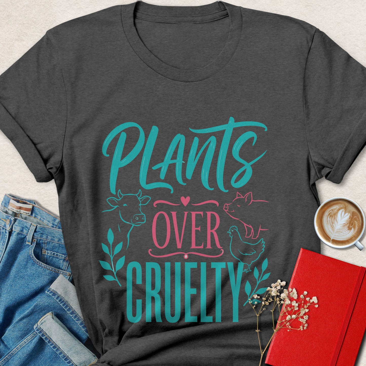 Plants Over Cruelty Vegan Animal Rights T-Shirt