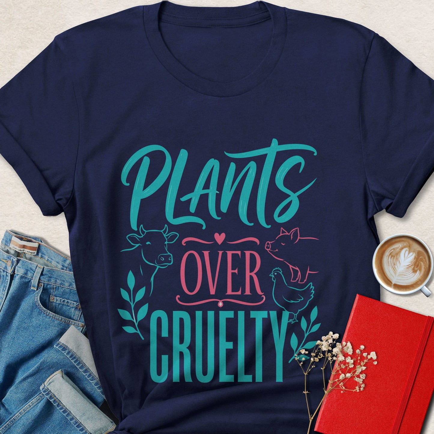 Plants Over Cruelty Vegan Animal Rights T-Shirt