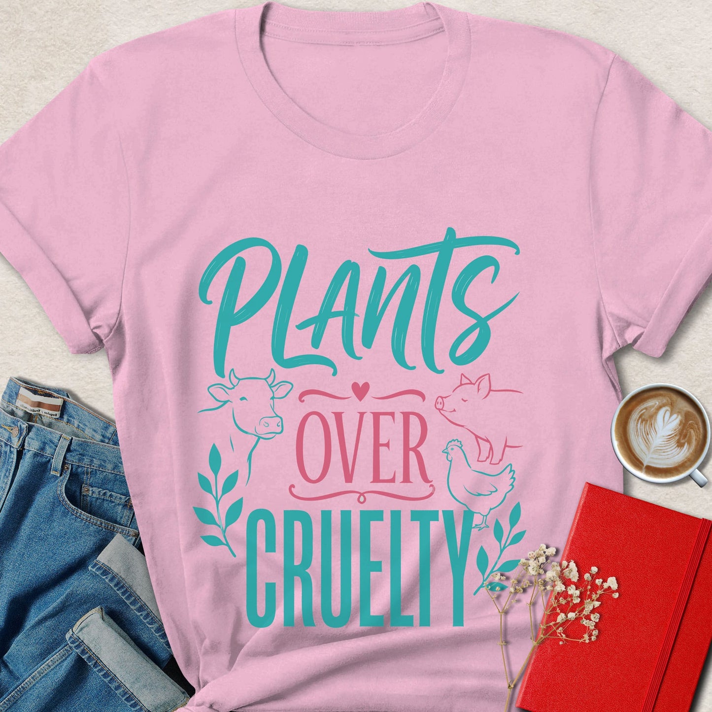 Plants Over Cruelty Vegan Animal Rights T-Shirt