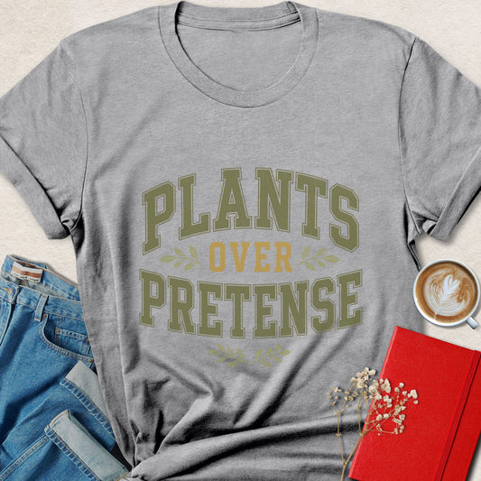Plants Over Pretence Vegan Varsity Style Graphic Shirt