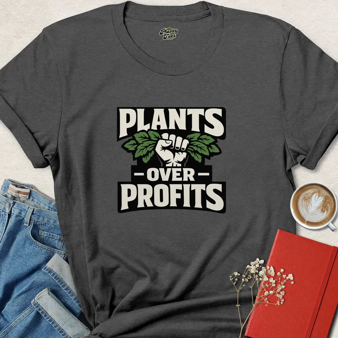 Plants Over Profits Shirt – Bold Vegan Activist Tee for Ethical Voices